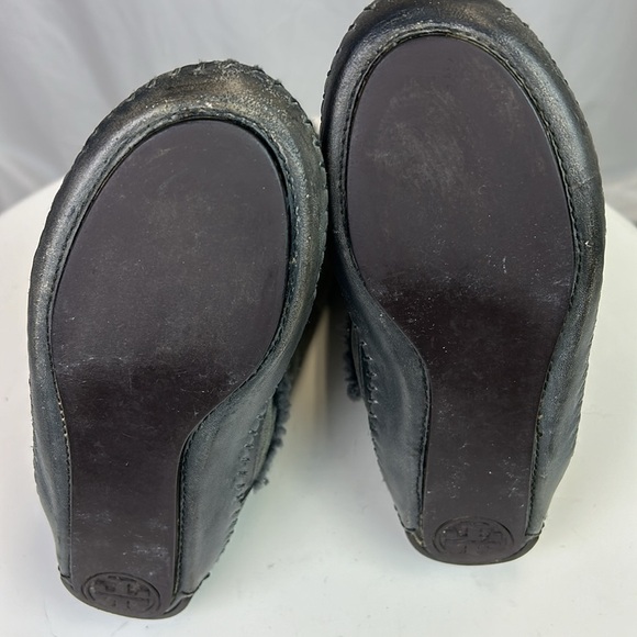 Tory Burch Moccasin Style Suede Shearling Boots with Buckles - Picture 13 of 13